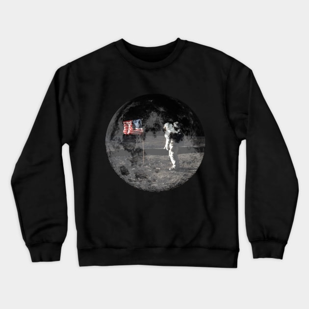 Buzz Aldrin Flag Crewneck Sweatshirt by GloopTrekker